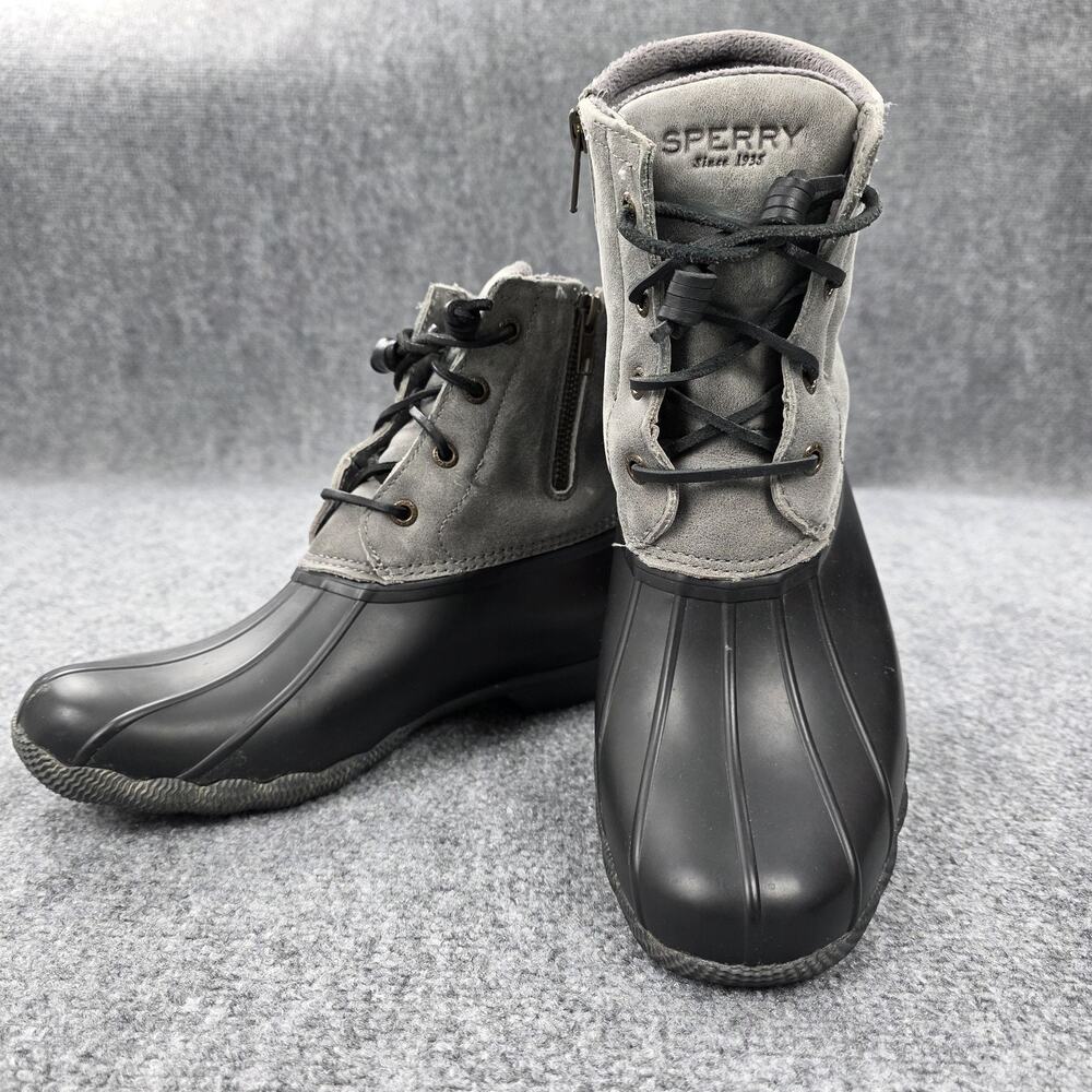 Sperry Boots Womens 8.5 Gray Duck Ankle Zip Snow Winter Water Resistant STS81732